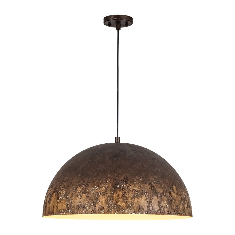 Lampada a sospensione singola a cupola in metallo vintage 1 luce, dipinta a mano e invecchiata