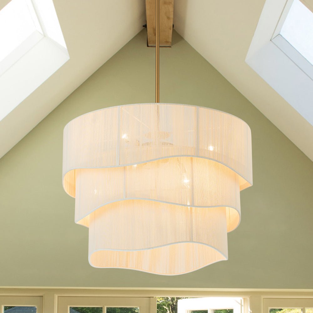 Lampadario Woven a Tamburo a Strati con 6 Luci in Stile Boho