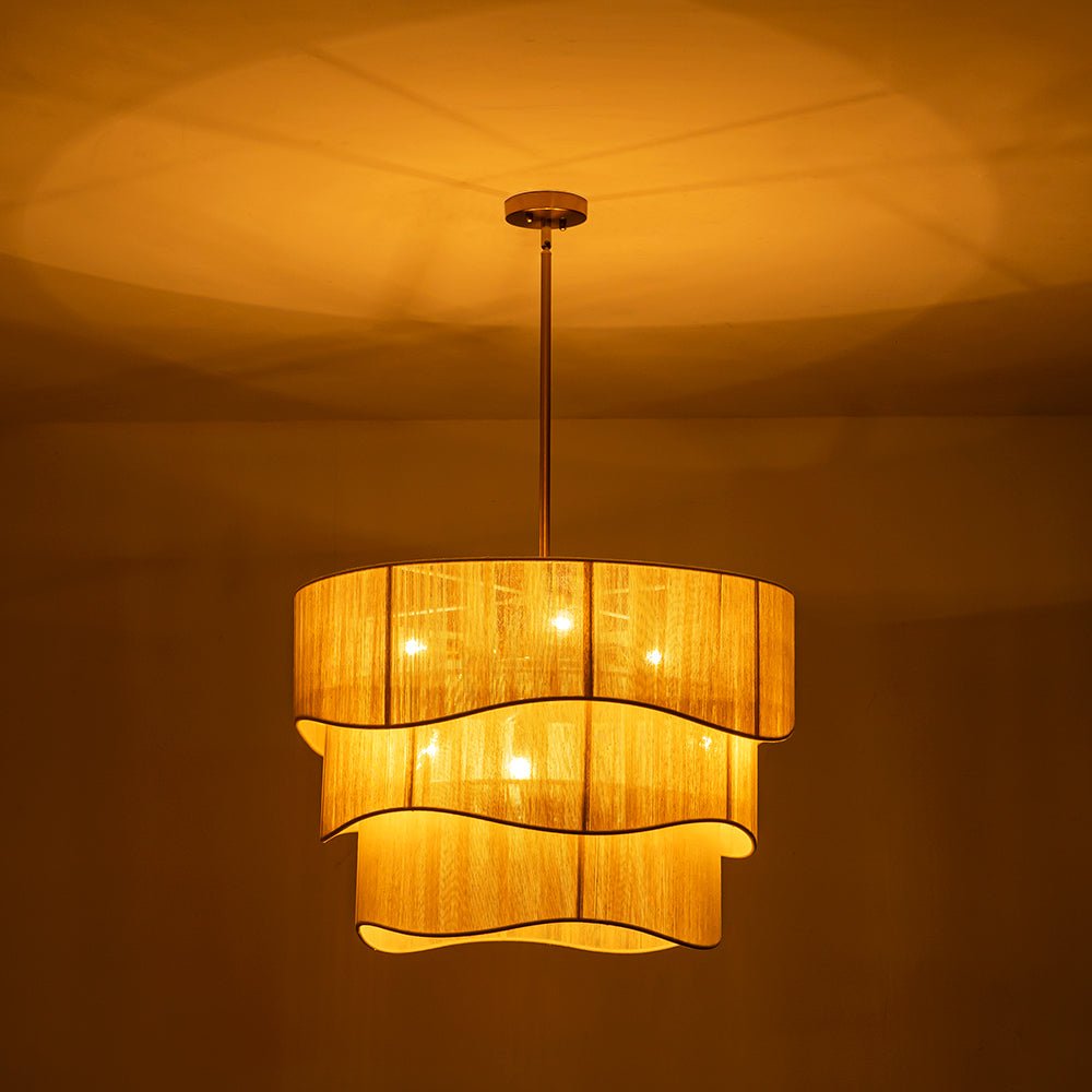Lampadario Woven a Tamburo a Strati con 6 Luci in Stile Boho