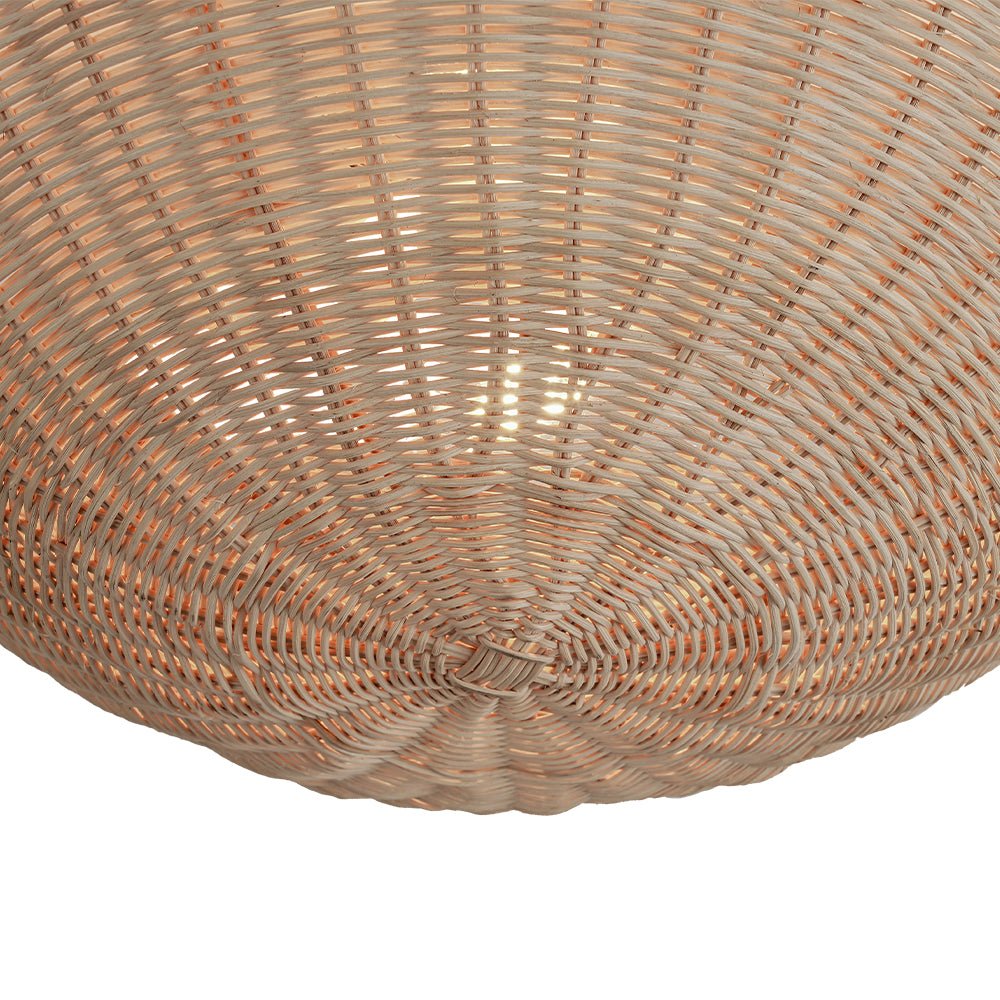Boho Farmhouse Applique Semi Flush Montato in Rattan Intrecciato a Mano con 2 Luci e Design a Ciotola Scallop