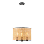 Lampadario a tamburo in rattan intrecciato a mano Boho