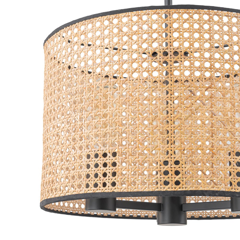Lampadario a tamburo in rattan intrecciato a mano Boho
