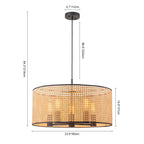 Lampadario a tamburo in rattan intrecciato a mano Boho