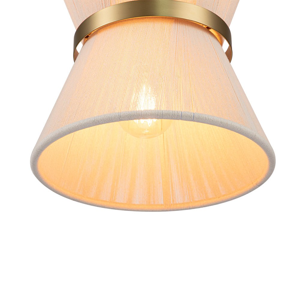 Lampada a sospensione Boho in corda avorio a tamburo