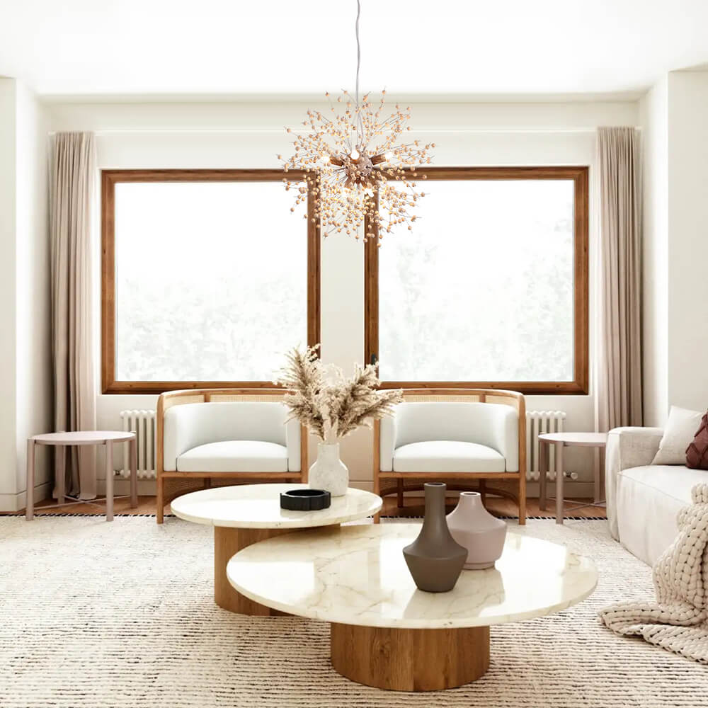 Lampadario Fuochi d'Artificio in Legno con Perline Boho