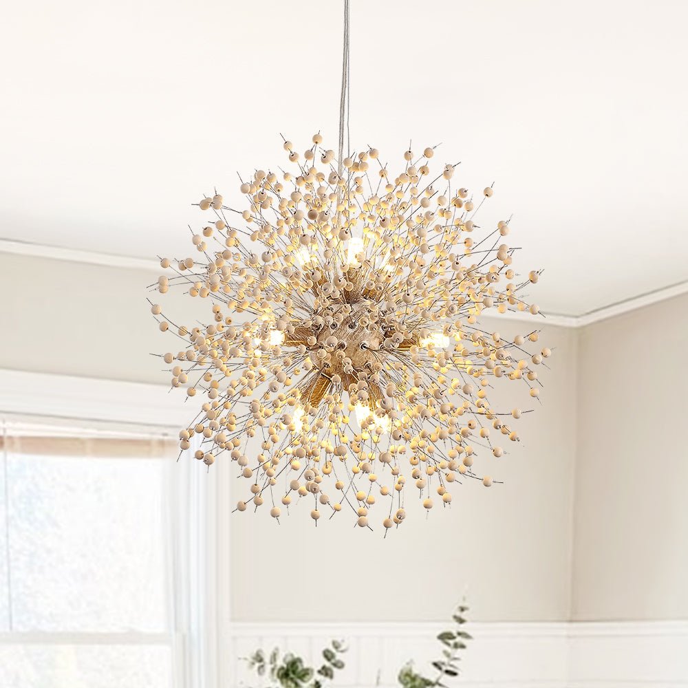 Lampadario Fuochi d'Artificio in Legno con Perline Boho