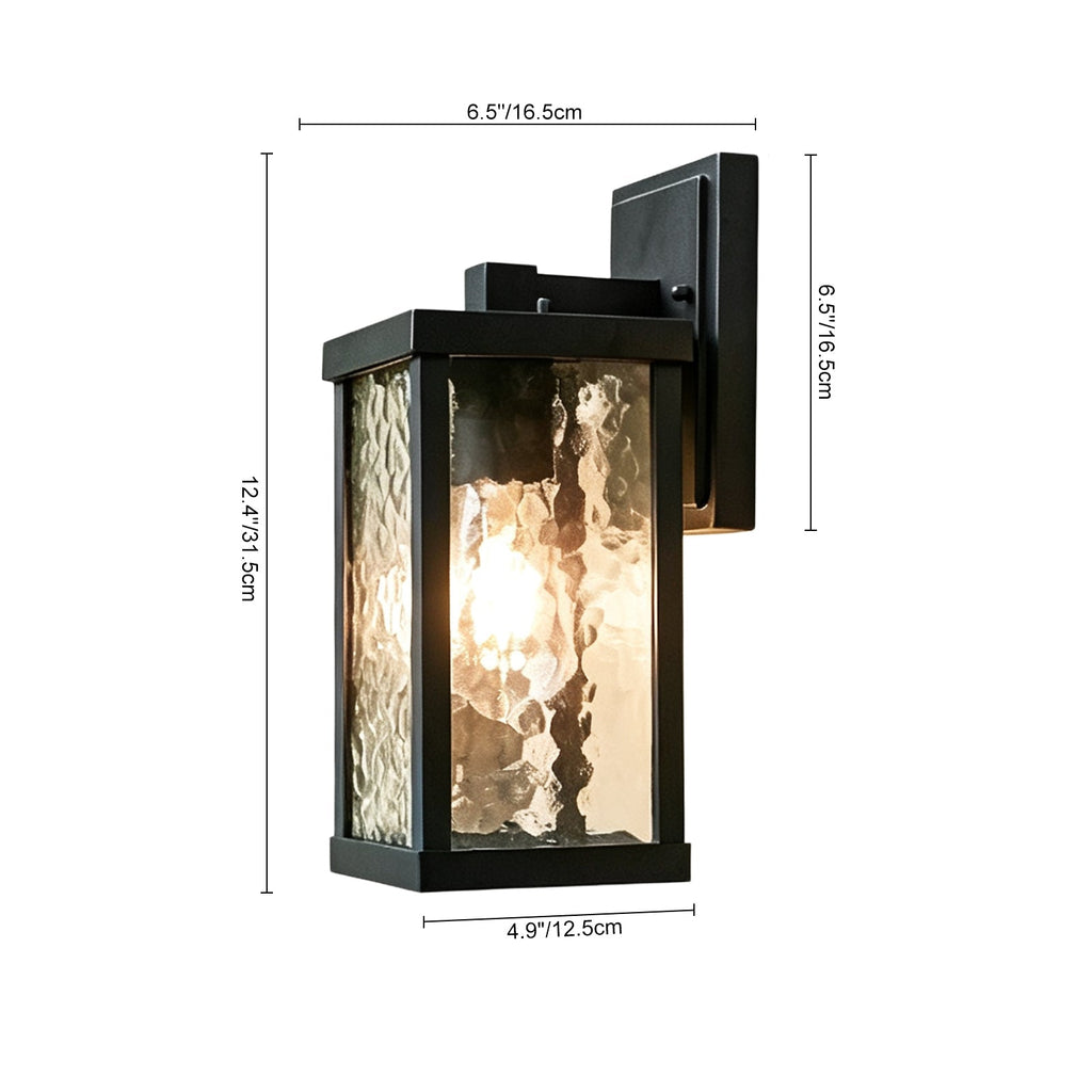 Lanterna Classica da Esterno a 1 Luce con Vetro Ondulato per Parete da Veranda