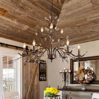 Candelabro a Candela in Stile Francese Classico con Accenti in Cristallo
