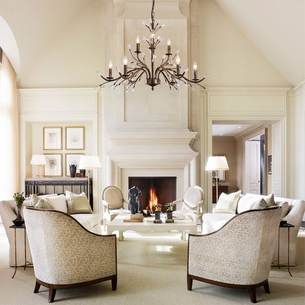 Candelabro a Candela in Stile Francese Classico con Accenti in Cristallo