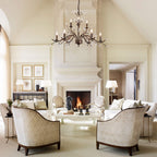 Candelabro a Candela in Stile Francese Classico con Accenti in Cristallo
