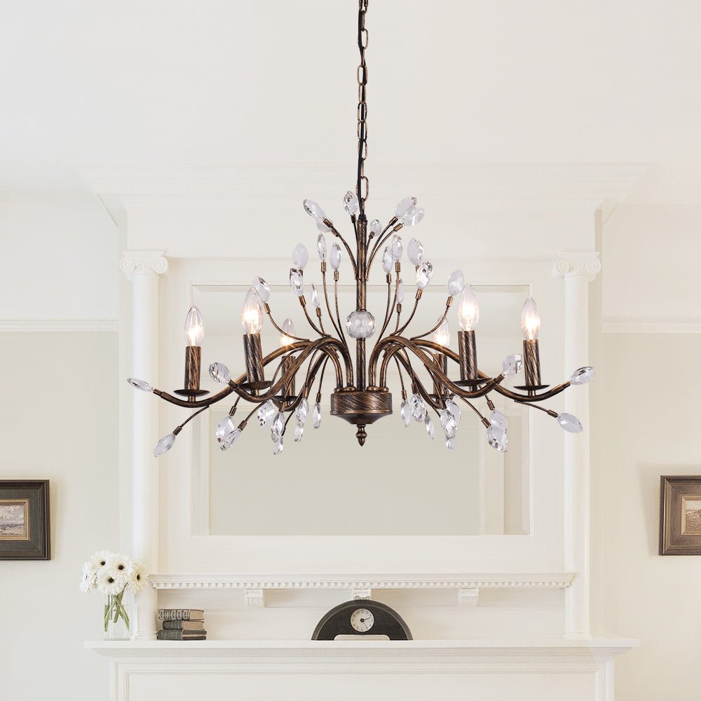 Candelabro a Candela in Stile Francese Classico con Accenti in Cristallo