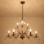 Candelabro a Candela in Stile Francese Classico con Accenti in Cristallo