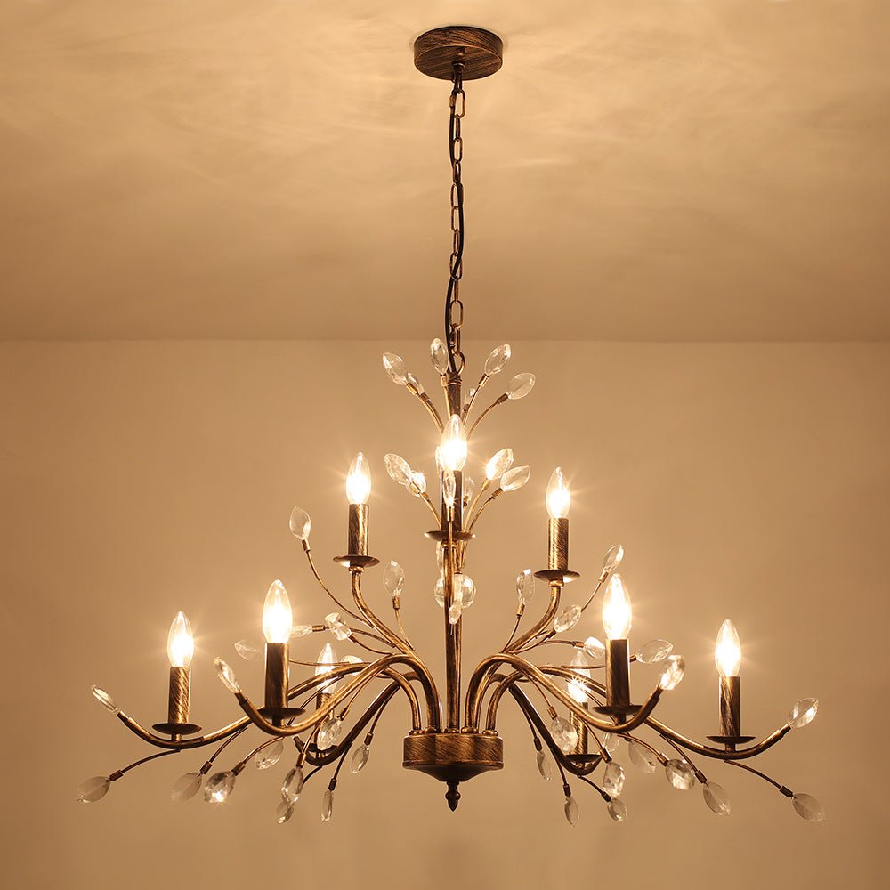 Candelabro a Candela in Stile Francese Classico con Accenti in Cristallo