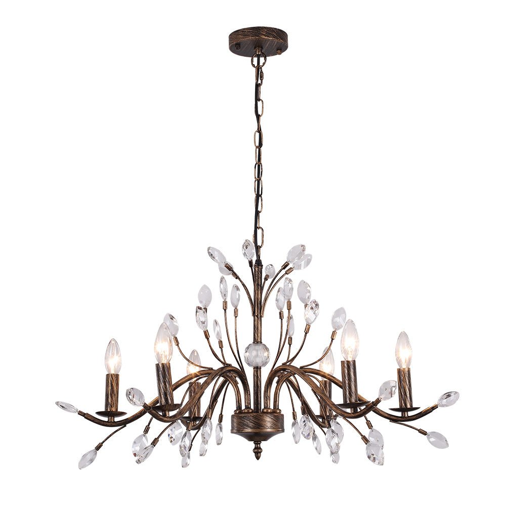 Candelabro a Candela in Stile Francese Classico con Accenti in Cristallo