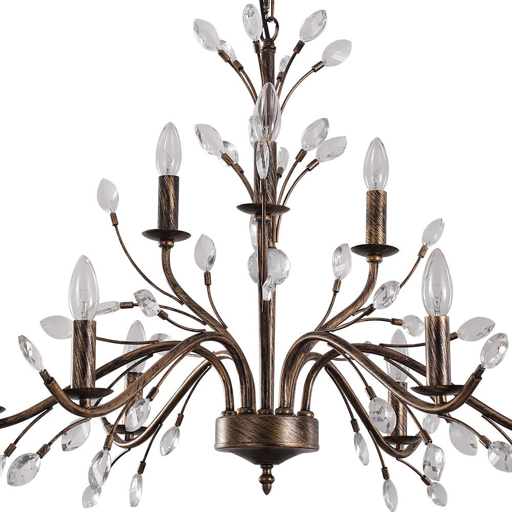 Candelabro a Candela in Stile Francese Classico con Accenti in Cristallo