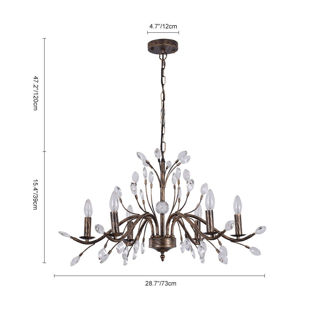 Candelabro a Candela in Stile Francese Classico con Accenti in Cristallo