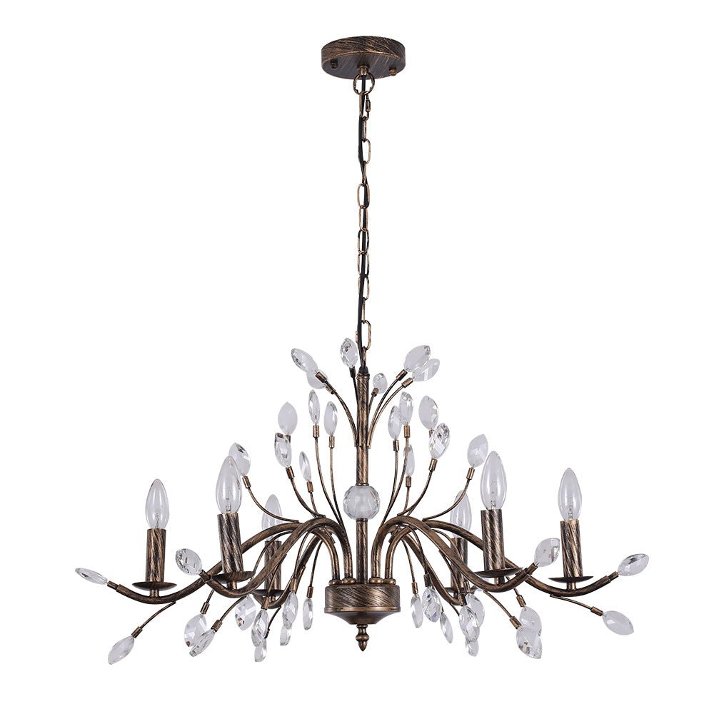 Candelabro a Candela in Stile Francese Classico con Accenti in Cristallo