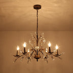 Candelabro a Candela in Stile Francese Classico con Accenti in Cristallo