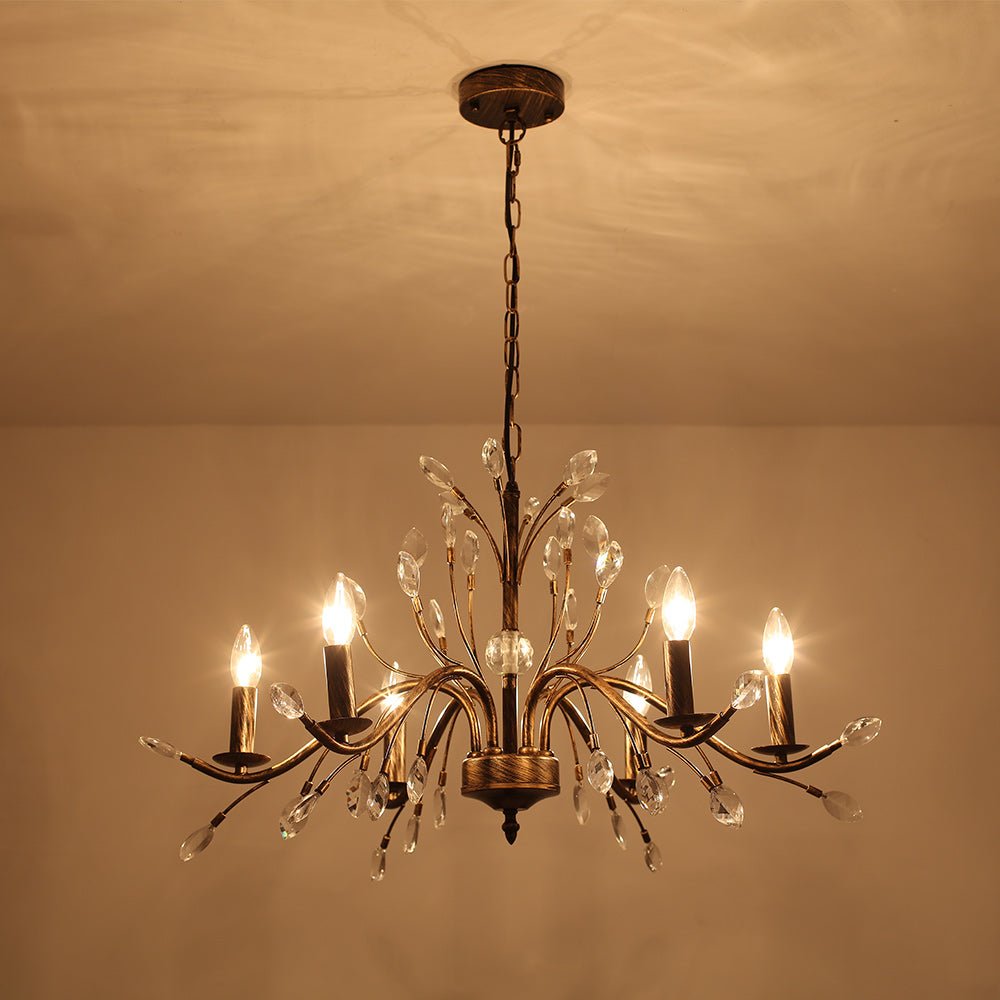 Candelabro a Candela in Stile Francese Classico con Accenti in Cristallo