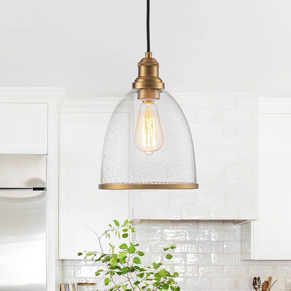 Lampadario a Cupola in Vetro Semi Trasparente con 1 Luce per Tavolo da Pranzo
