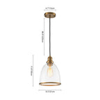 Lampadario a Cupola in Vetro Semi Trasparente con 1 Luce per Tavolo da Pranzo