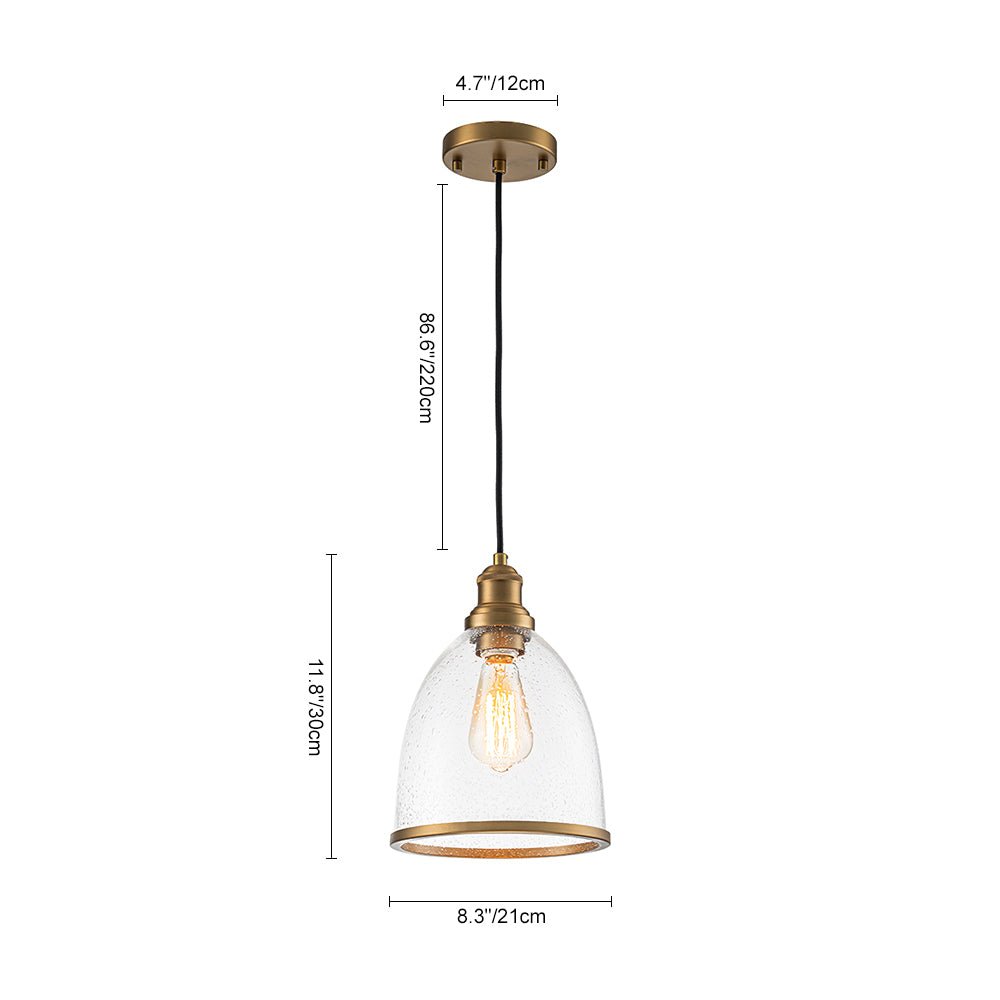 Lampadario a Cupola in Vetro Semi Trasparente con 1 Luce per Tavolo da Pranzo