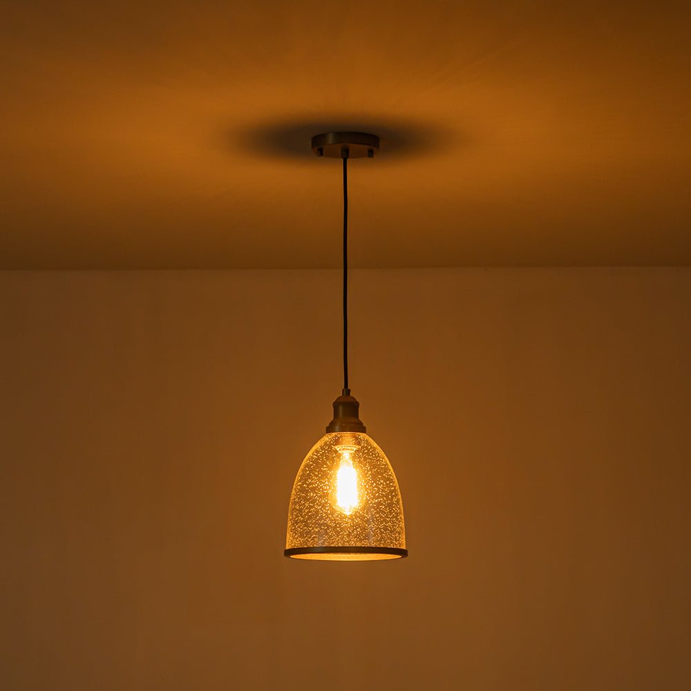 Lampadario a Cupola in Vetro Semi Trasparente con 1 Luce per Tavolo da Pranzo