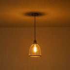 Lampadario a Cupola in Vetro Semi Trasparente con 1 Luce per Tavolo da Pranzo