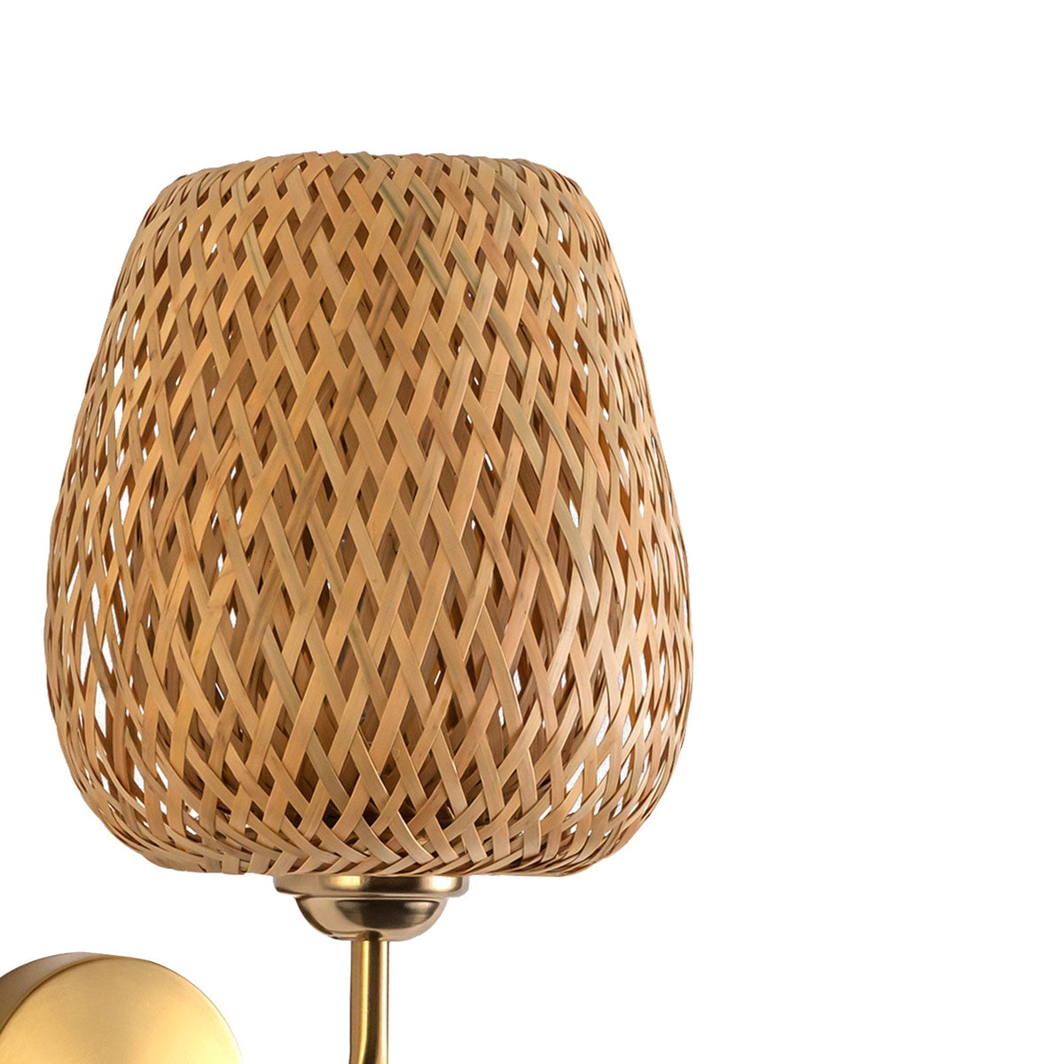Applique da parete rotonda in rattan intrecciato a mano con 1 luce contemporanea