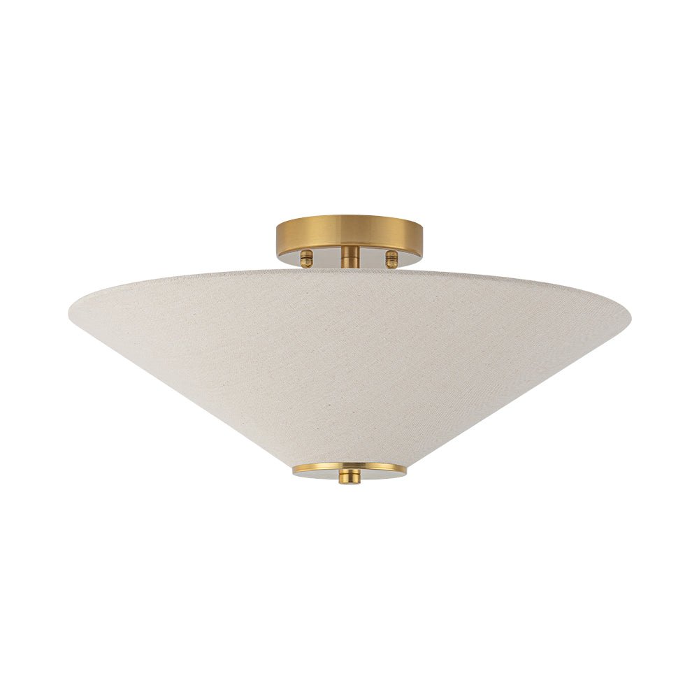 Lampada da soffitto con cono in tessuto di lino a 3 luci contemporanea