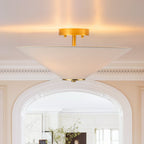 Lampada da soffitto con cono in tessuto di lino a 3 luci contemporanea