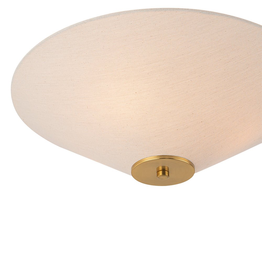 Lampada da soffitto con cono in tessuto di lino a 3 luci contemporanea