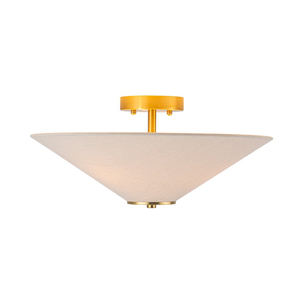 Lampada da soffitto con cono in tessuto di lino a 3 luci contemporanea