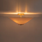 Lampada da soffitto con cono in tessuto di lino a 3 luci contemporanea