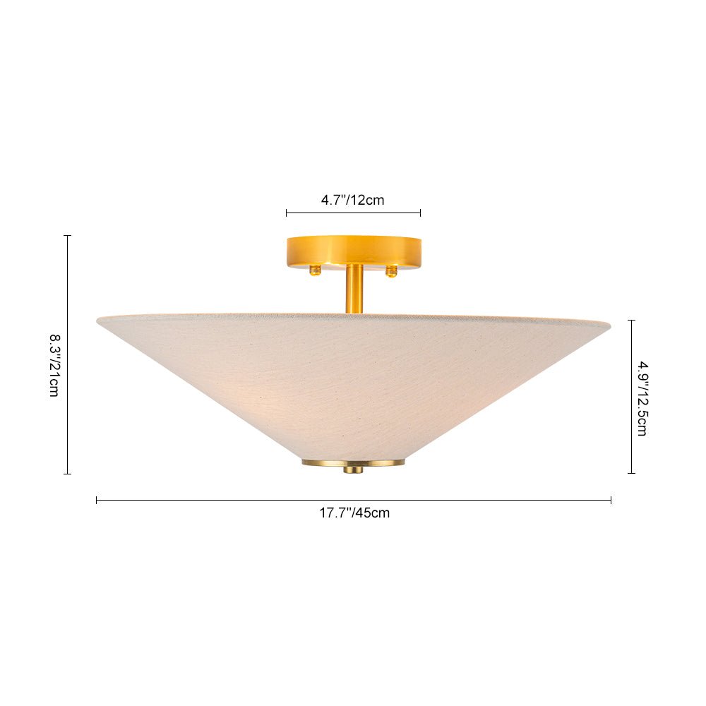 Lampada da soffitto con cono in tessuto di lino a 3 luci contemporanea