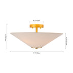 Lampada da soffitto con cono in tessuto di lino a 3 luci contemporanea