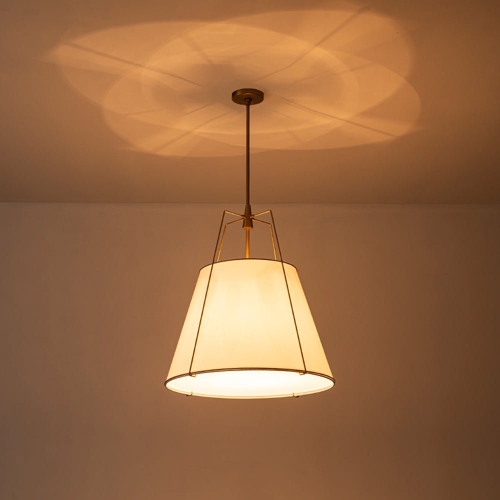 Lampada a sospensione conica in lino a 4 luci contemporanea