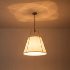 Lampada a sospensione conica in lino a 4 luci contemporanea
