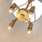 Lampada a sospensione conica in lino a 4 luci contemporanea