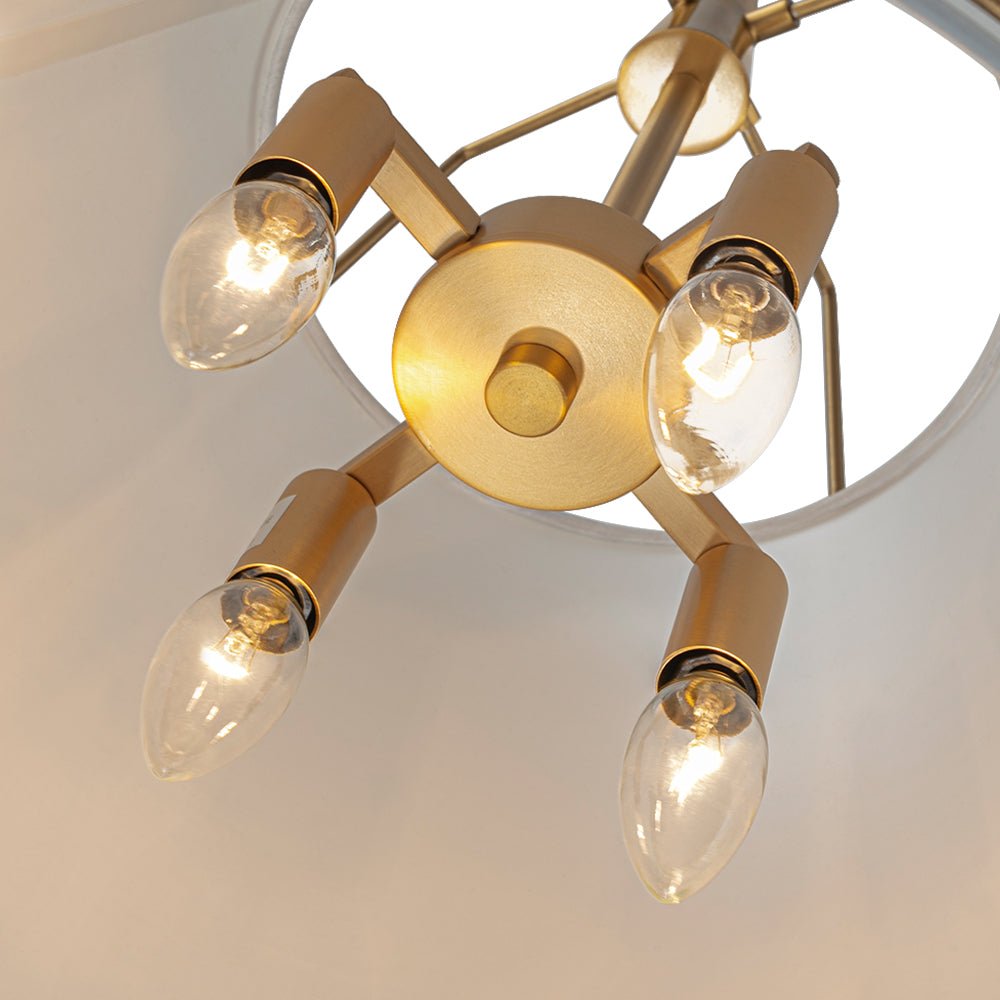 Lampada a sospensione conica in lino a 4 luci contemporanea