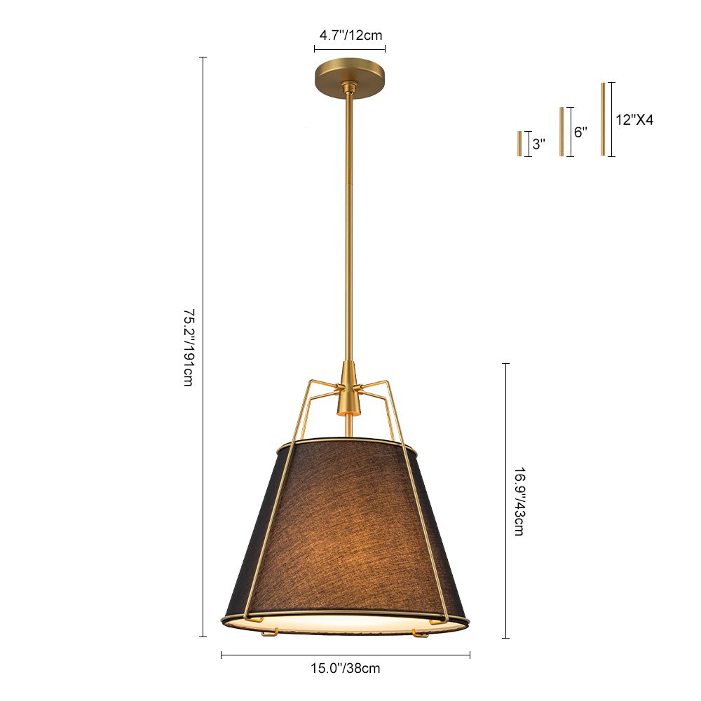 Lampada a sospensione conica in lino a 4 luci contemporanea