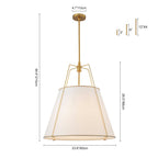 Lampada a sospensione conica in lino a 4 luci contemporanea