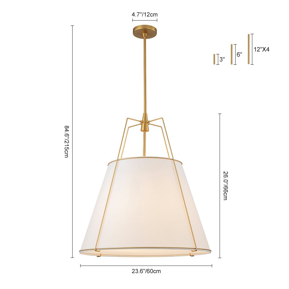 Lampada a sospensione conica in lino a 4 luci contemporanea