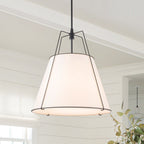 Lampada a sospensione conica in lino a 4 luci contemporanea