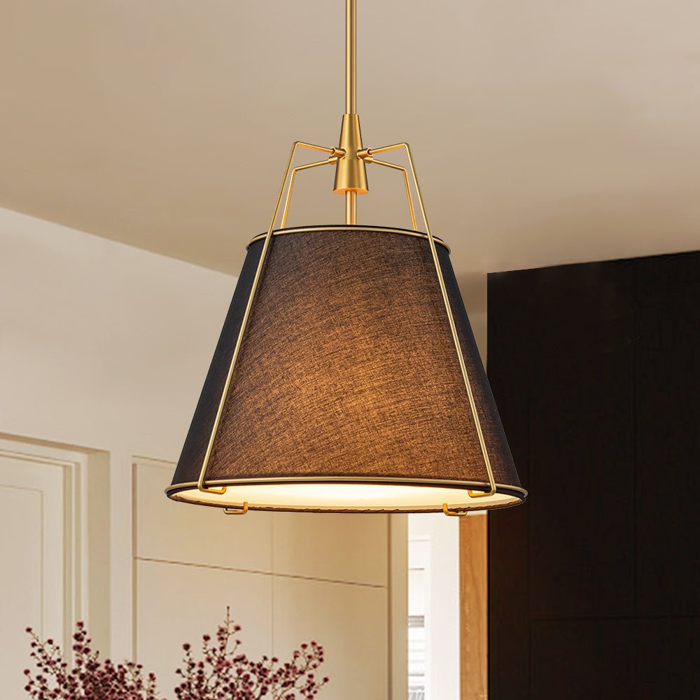 Lampada a sospensione conica in lino a 4 luci contemporanea