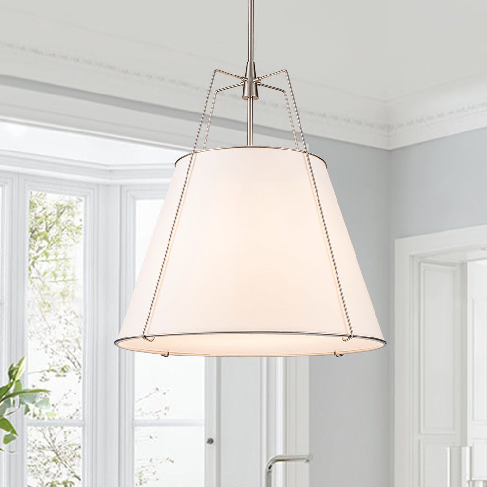 Lampada a sospensione conica in lino a 4 luci contemporanea