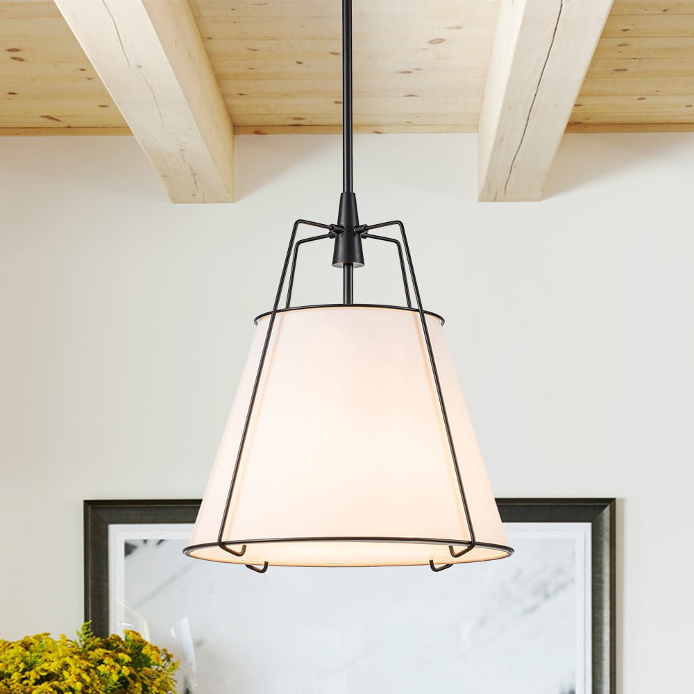 Lampada a sospensione conica in lino a 4 luci contemporanea