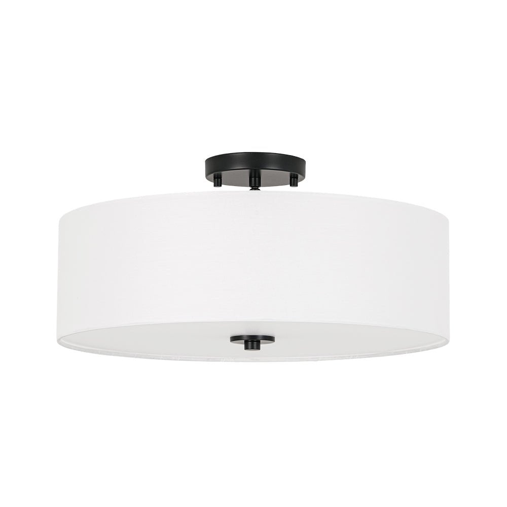 Lampada da soffitto semi-flush in tessuto lino a 4 luci contemporanea