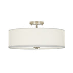 Lampada da soffitto semi-flush in tessuto lino a 4 luci contemporanea
