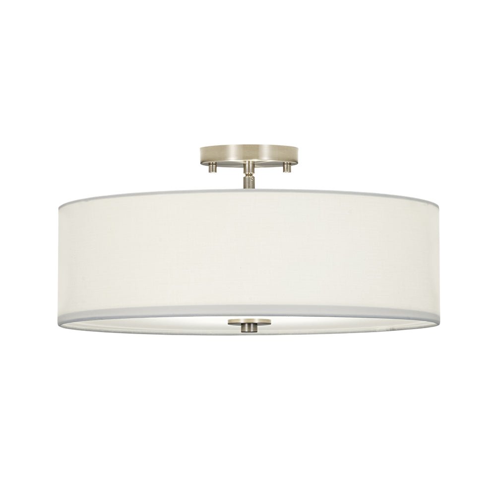 Lampada da soffitto semi-flush in tessuto lino a 4 luci contemporanea